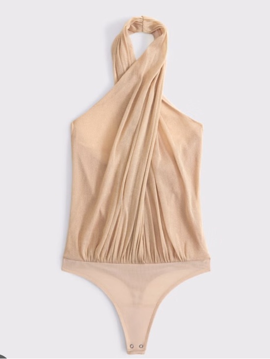 Abercrombie & Fitch Tops - NWOT Abercrombie & Fitch Nude Shimmer Halter Bodysuit Size Small